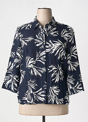 Chemisier tissage crêpe manches 3/4 bleu GEVANA femme
