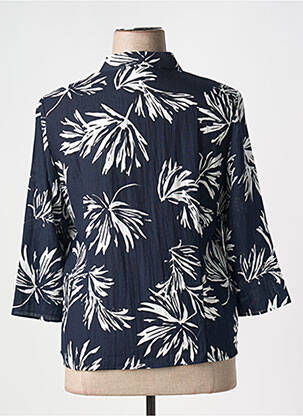Chemisier tissage crêpe manches 3/4 bleu GEVANA femme