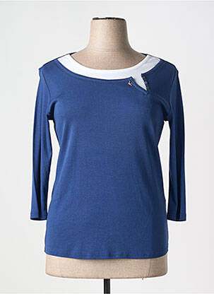 T-shirt stretch manches 3/4 bleu DESAIVRE femme