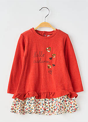 Robe mi-longue fermeture pressionnée manches longues orange BABY BOL fille