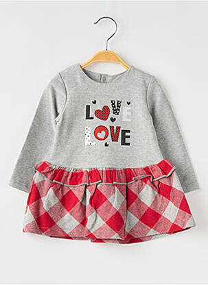 Robe mi-longue doublure manches longues gris BABY BOOM fille