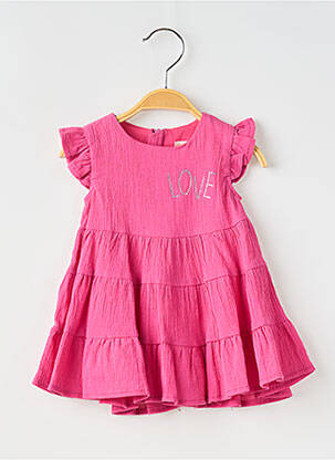 Robe mi-longue doublure manches courtes rose BABY BOL fille