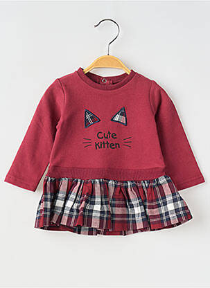 Robe mi-longue fermeture pressionnée manches longues rouge BABY BOL fille