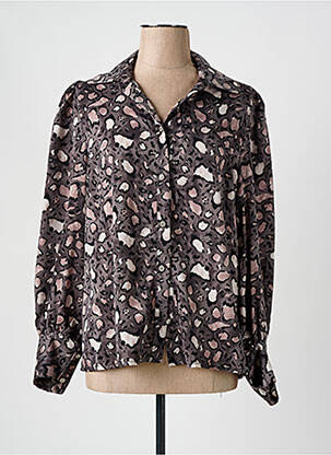 Chemisier coupe droite manches longues gris JEFF GALLANO femme