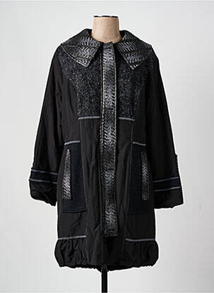 Manteau long coupe droite sans capuche noir QUATRE VINGT JOURS femme