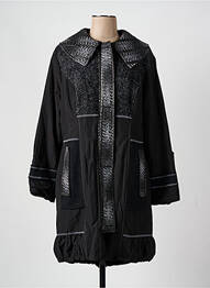 Manteau long coupe droite sans capuche noir QUATRE VINGT JOURS femme