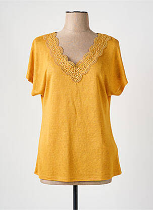 T-shirt coupe droite manches courtes jaune CONCEPT K femme