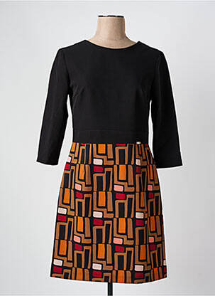 Robe courte manches 3/4 manches 3/4 noir QUATRE VINGT JOURS femme
