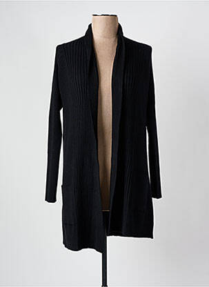 Gilet manches longues col châle noir TRIPODE femme