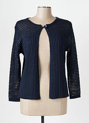 Gilet manches longues col rond bleu FELINO femme