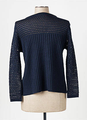 Gilet manches longues col rond bleu FELINO femme