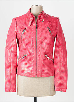 Veste simili cuir poches rouge LAURA JO femme
