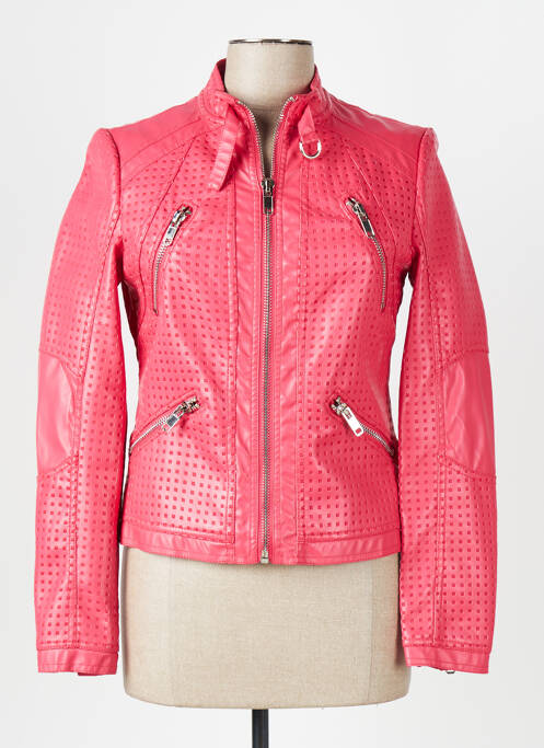Veste simili cuir rouge LAURA JO pour femme