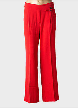 Pantalon large fermeture zippée sous rabat boutonné taille normale rouge CAPTAIN TORTUE femme