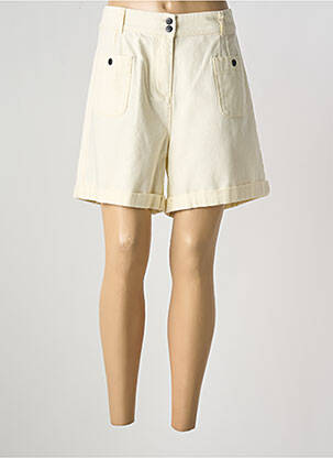 Short tissage denim taille haute beige TREND BY CAPTAIN TORTUE femme