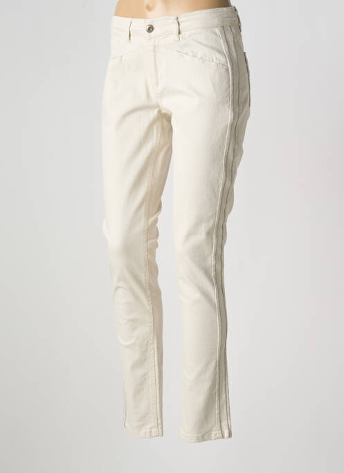 Jeans coupe slim beige TREND BY CAPTAIN TORTUE pour femme