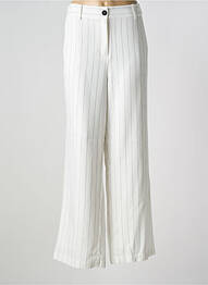 Pantalon large fermeture zippée sous rabat boutonné taille haute blanc MAISON CAPTAIN femme