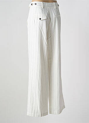 Pantalon large fermeture zippée sous rabat boutonné taille haute blanc MAISON CAPTAIN femme