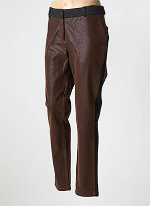 Pantalon chino broderie galons latéraux taille normale marron TREND BY CAPTAIN TORTUE femme
