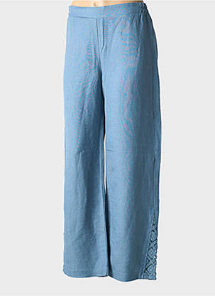 Pantalon droit tissage crêpe taille normale bleu CAPTAIN TORTUE femme