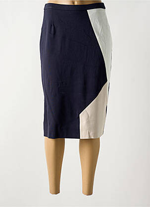 Jupe mi-longue coupe droite bleu GUY DUBOUIS femme