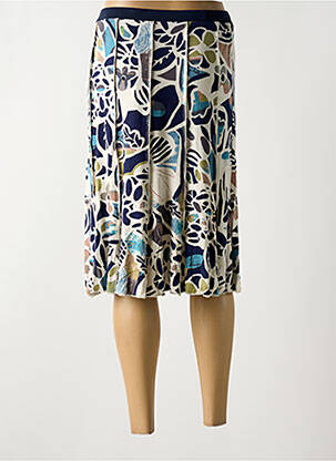 Jupe mi-longue taille élastique bleu GUY DUBOUIS femme