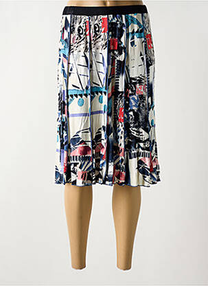 Jupe mi-longue taille élastique bleu GUY DUBOUIS femme