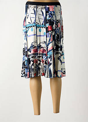 Jupe mi-longue taille élastique bleu GUY DUBOUIS femme