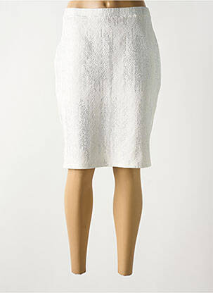 Jupe mi-longue coupe droite blanc GUY DUBOUIS femme