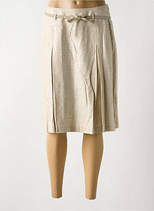 Jupe mi-longue fermeture zip latéral beige GREGORY PAT femme