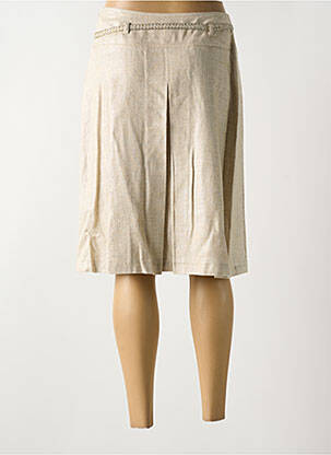 Jupe mi-longue fermeture zip latéral beige GREGORY PAT femme