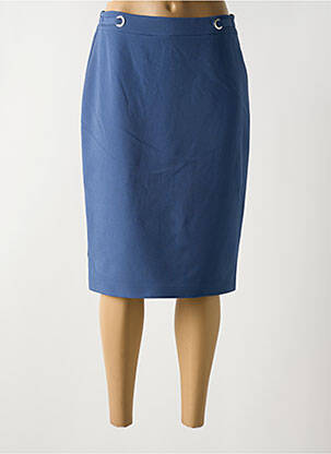 Jupe mi-longue taille à pinces bleu GUY DUBOUIS femme