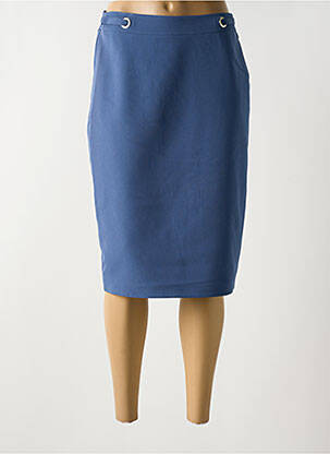 Jupe mi-longue coupe droite bleu FRANCE RIVOIRE femme
