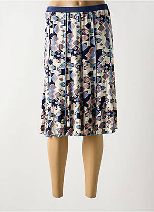 Jupe mi-longue stretch bleu GUY DUBOUIS femme