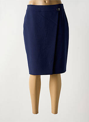 Jupe mi-longue coupe droite bleu GUY DUBOUIS femme