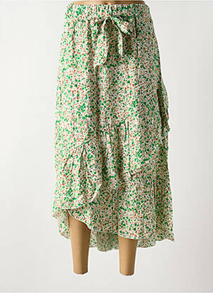 Jupe longue taille élastique vert COULEURS DU TEMPS femme