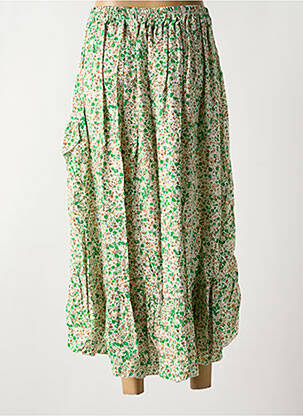 Jupe longue coupe asymétrique vert COULEURS DU TEMPS femme