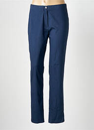 Pantalon droit fermeture zippée sous rabat boutonné bleu GUY DUBOUIS femme