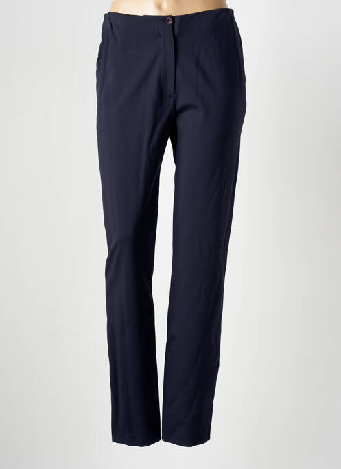 Pantalon droit fermeture zippée sous rabat boutonné bleu GUY DUBOUIS femme