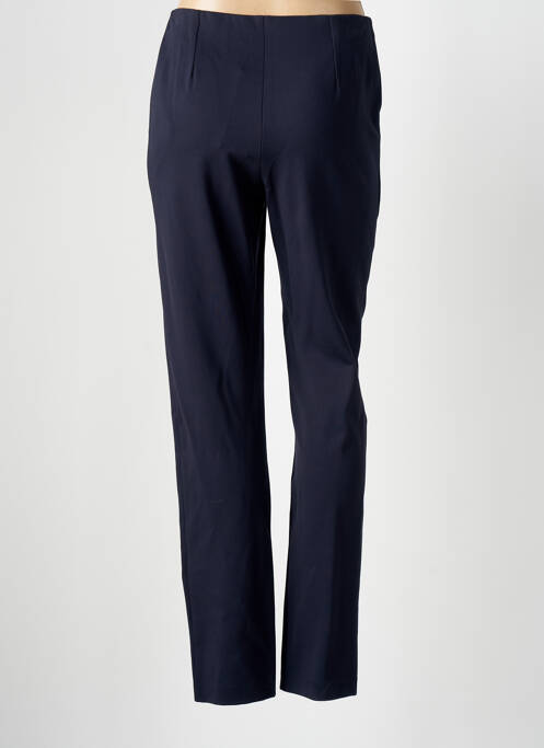 Pantalon droit fermeture zippée sous rabat boutonné bleu GUY DUBOUIS femme