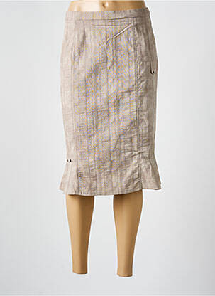 Jupe mi-longue fermeture zippée au dos marron GUY DUBOUIS femme
