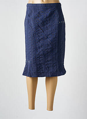Jupe mi-longue fermeture zippée au dos bleu GUY DUBOUIS femme