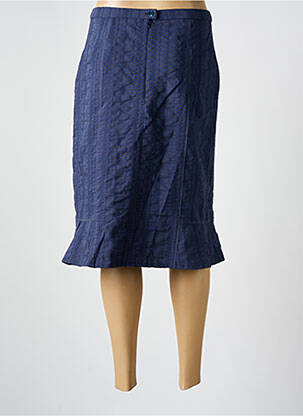 Jupe mi-longue fermeture zippée au dos bleu GUY DUBOUIS femme