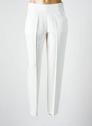 Pantalon droit tissage crêpe taille haute blanc GREGORY PAT femme