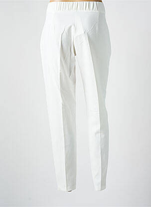 Pantalon droit tissage crêpe taille haute blanc GREGORY PAT femme