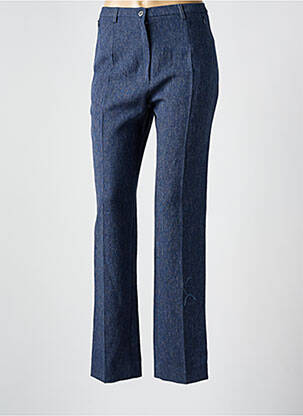 Pantalon droit taille à pinces taille haute bleu GUY DUBOUIS femme