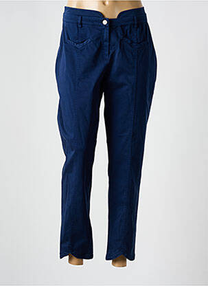 Pantalon 7/8 tissage popeline taille normale bleu GUY DUBOUIS femme