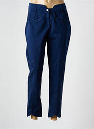 Pantalon 7/8 tissage popeline taille normale bleu GUY DUBOUIS femme