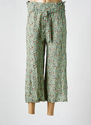 Pantalon 7/8 taille haute taille haute vert COULEURS DU TEMPS femme