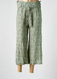 Pantalon 7/8 taille haute taille haute vert COULEURS DU TEMPS femme